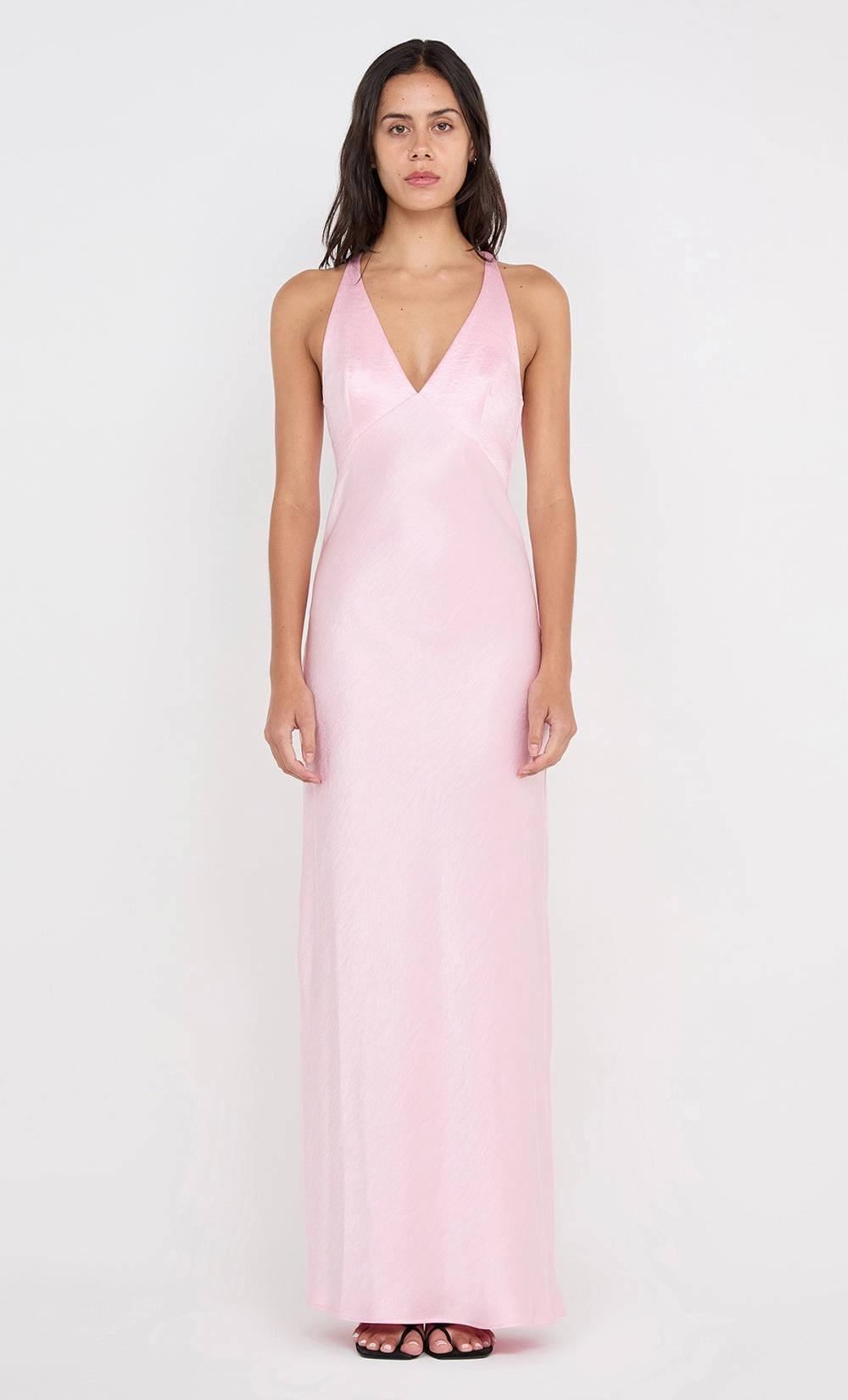THE DREAMER V NECK DRESS - POWDER PINK Minimalist Waistband