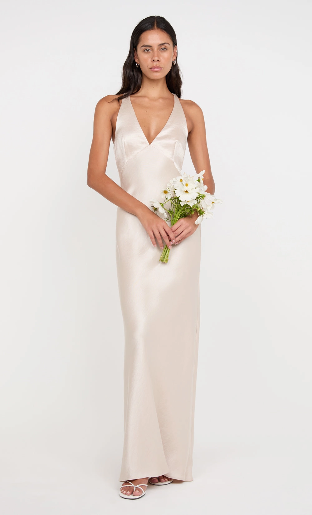 Luxurious Texture THE DREAMER V NECK DRESS - SAND