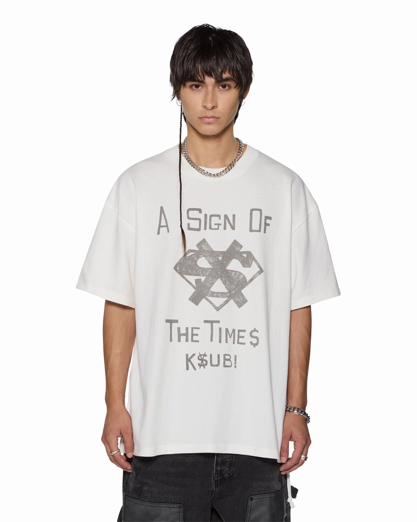 Everyday Look Smart Layer THE SIGN EKCESS SS TEE ANTIQUE WHITE