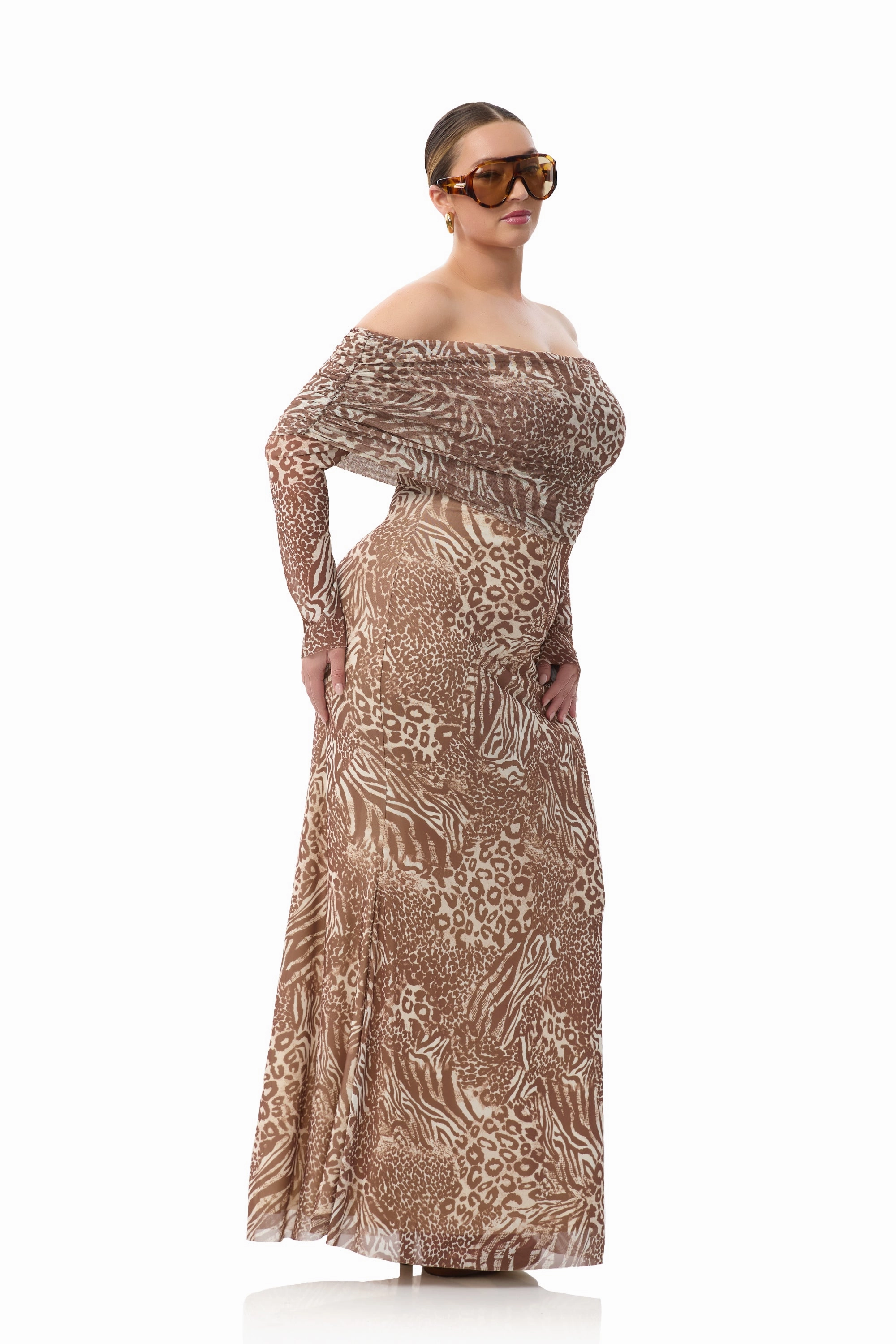 Office Shape Classic Mood Thelma Dress - Taupe Animal