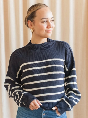 Julian Stripe Sweater - Navy Friction Resistant