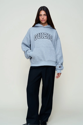 Double Layered Hem Guizio Sparkle Pullover Hoodie