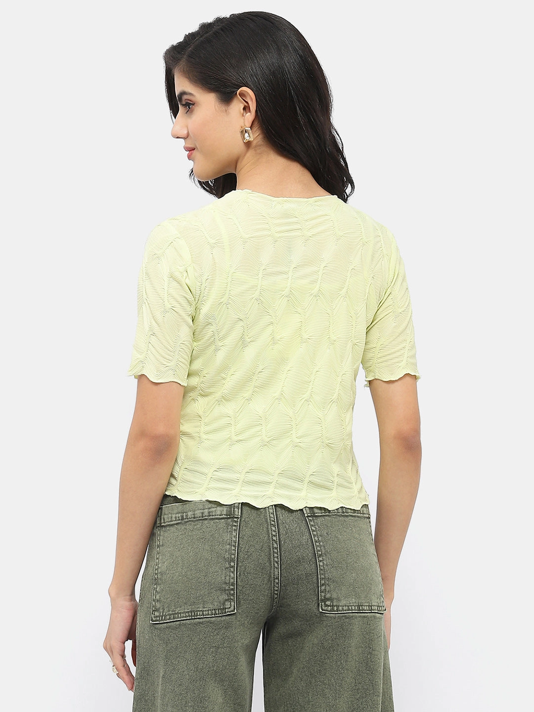 Madame Lettuce Hem Lime Green Crinkled Top CarbonNeutral Production