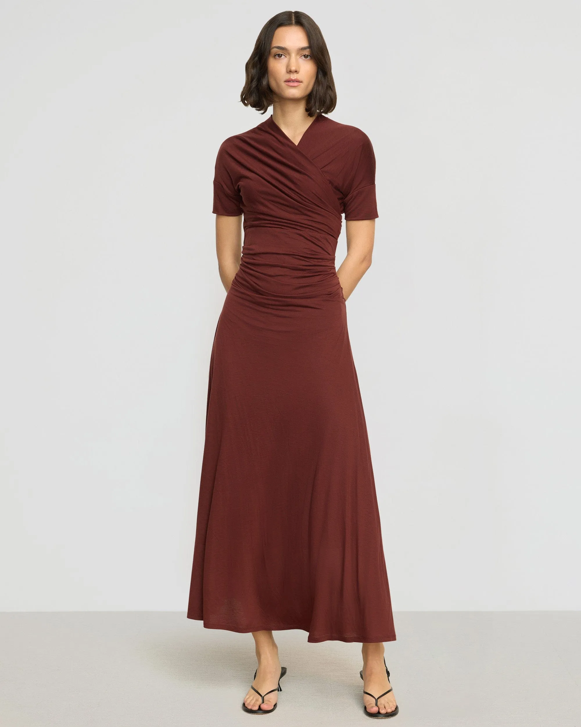 Thilda Ruched Off-Shoulder Dress Mermaid-Hem Recycled-Material