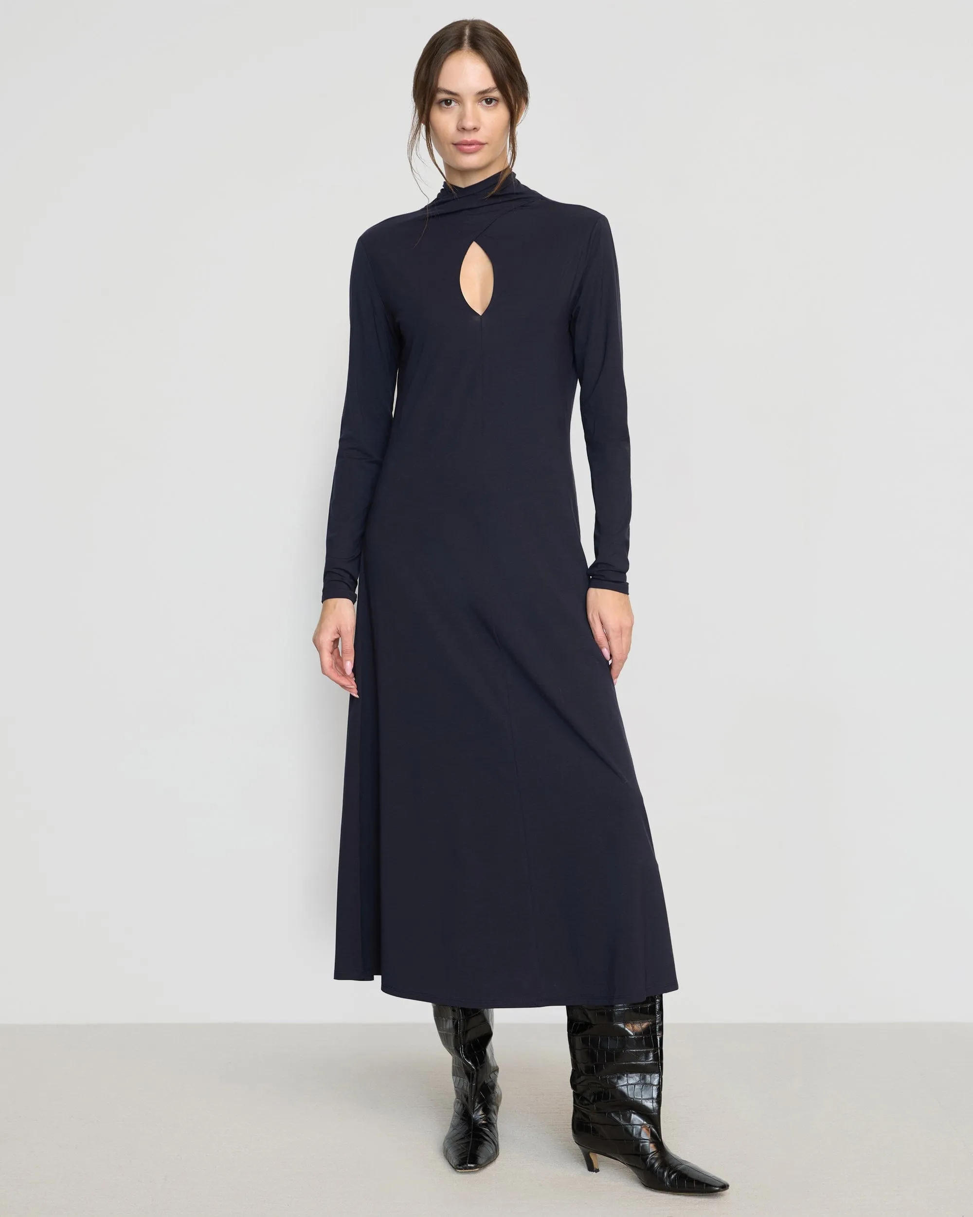 Feather Light Flow Ready Helena Scarf-Neck Jersey Dress