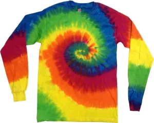 Tie Dye Long Sleeve T-Shirts Multicolor Youth Kids Sizes 100% Cotton