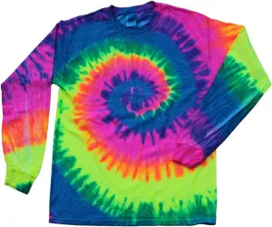 Tie Dye Long Sleeve T-Shirts Multicolor Youth Kids Sizes 100% Cotton