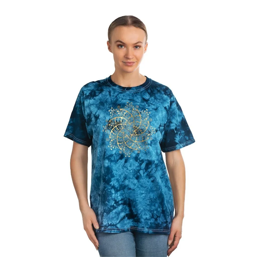Tie Dye Shirt-Gold Mandala 102, Tie Dye Graphic Tee