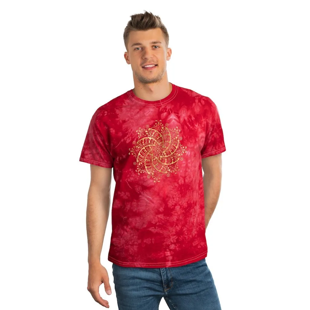 Tie Dye Shirt-Gold Mandala 102, Tie Dye Graphic Tee