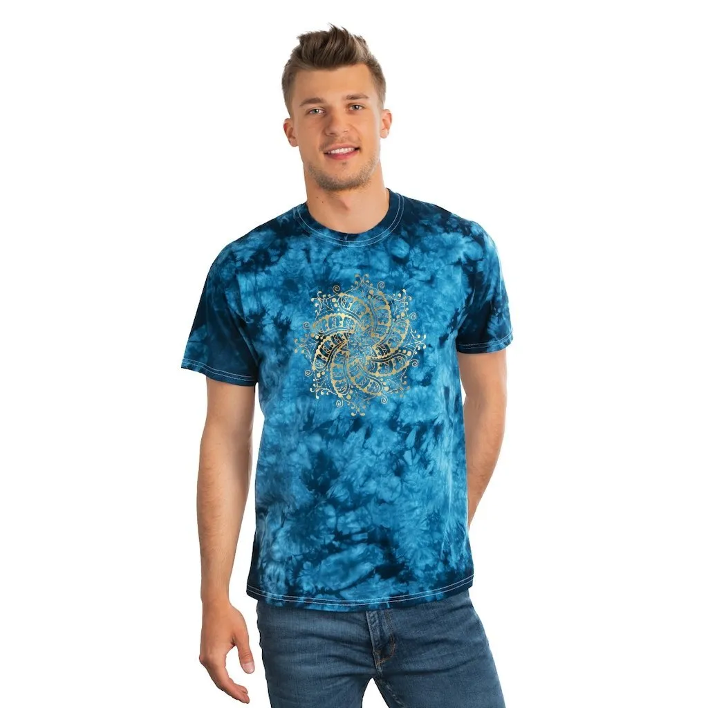 Tie Dye Shirt-Gold Mandala 102, Tie Dye Graphic Tee