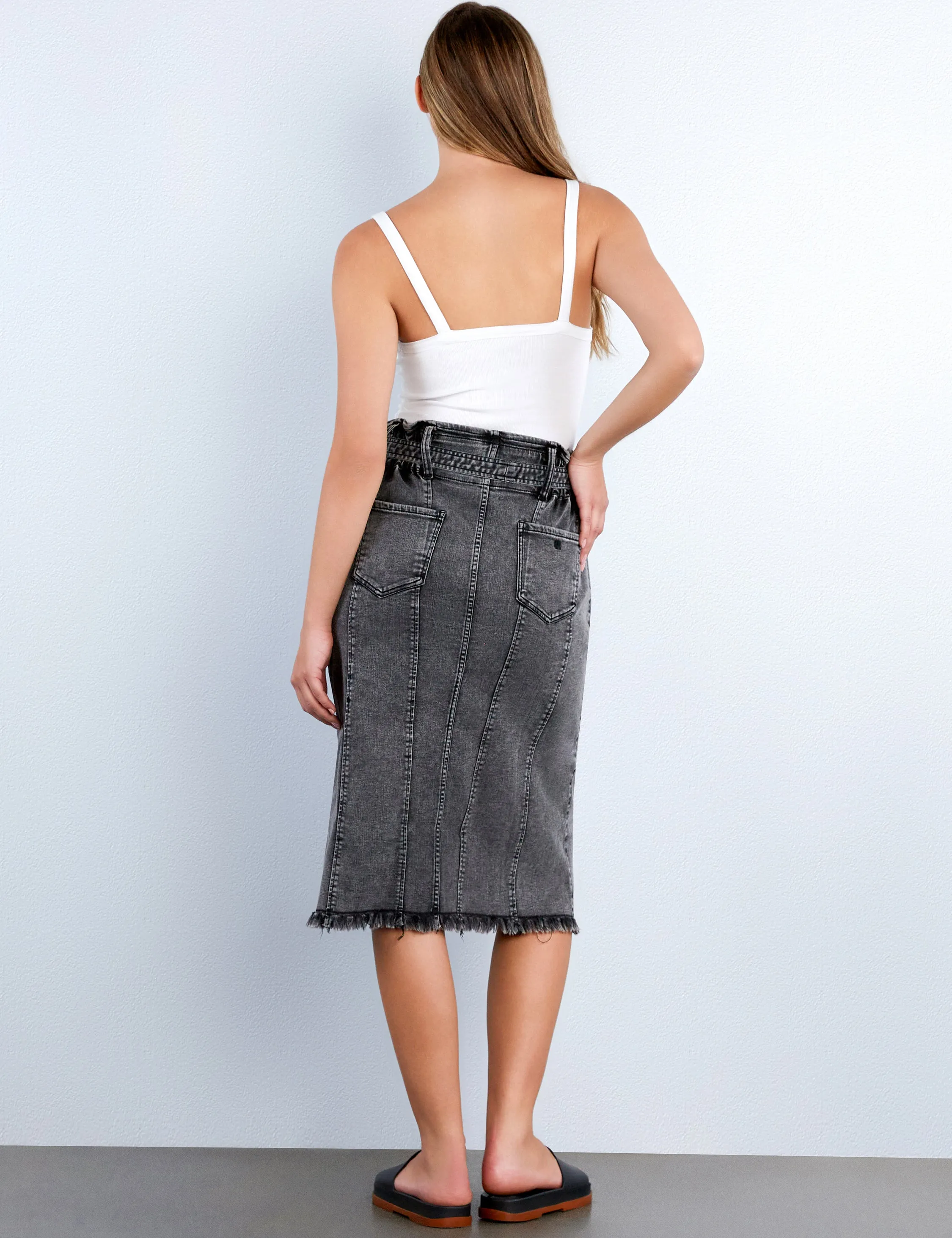Tie Front Denim Skirt