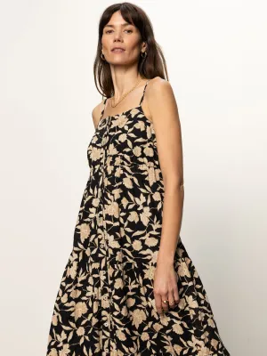 Tiered Picot Dress Bandana Print City Ready