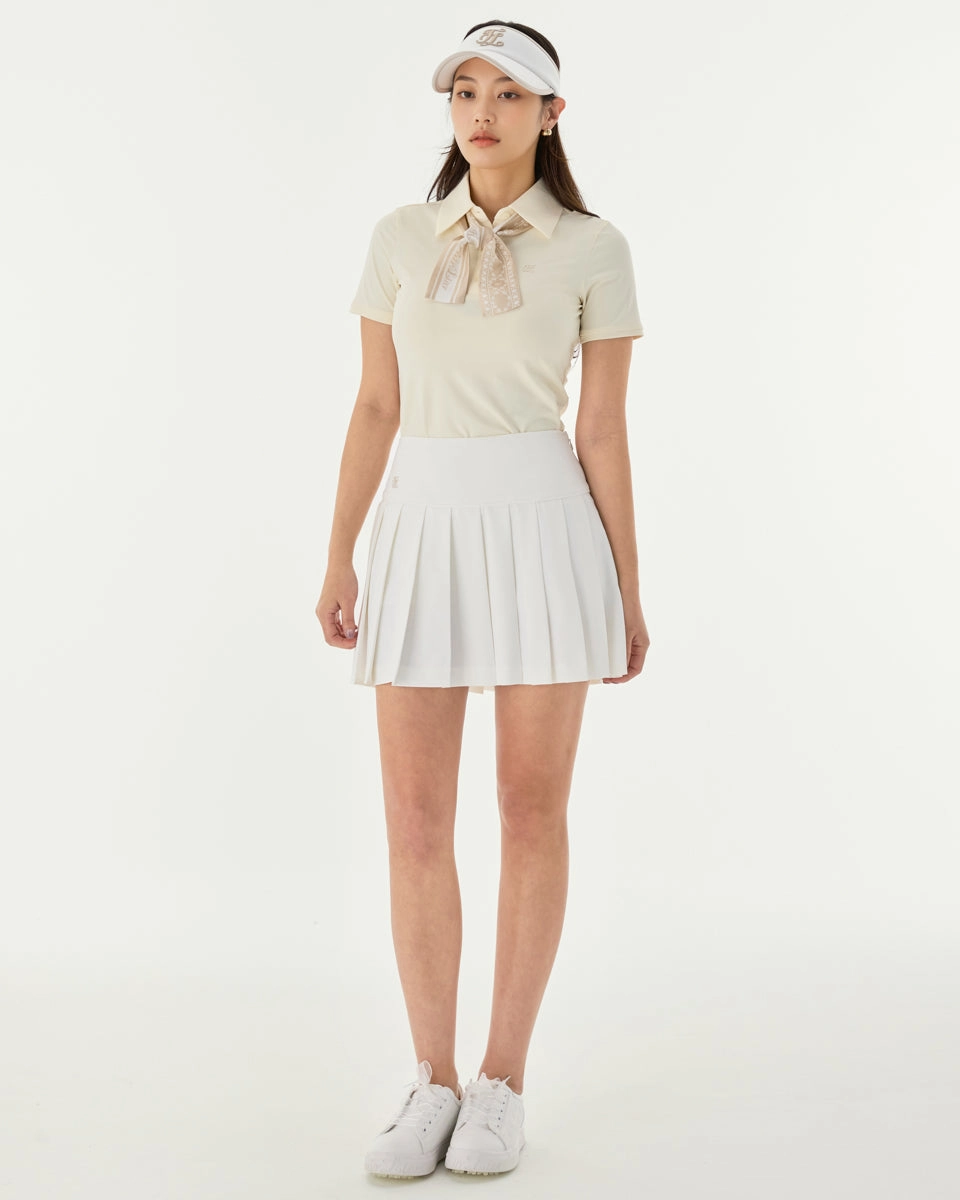 Fair Liar Performance Pleated Skirt - White Elasticized Cuff