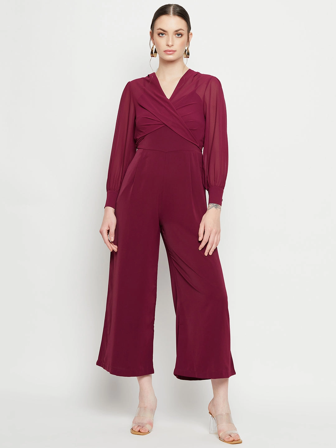 Madame Purple Jumpsuit Fit Clean Comfortable Waist Design Fit
