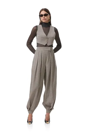 Soft Design Tiffany Balloon Pant - Grey Houndstooth