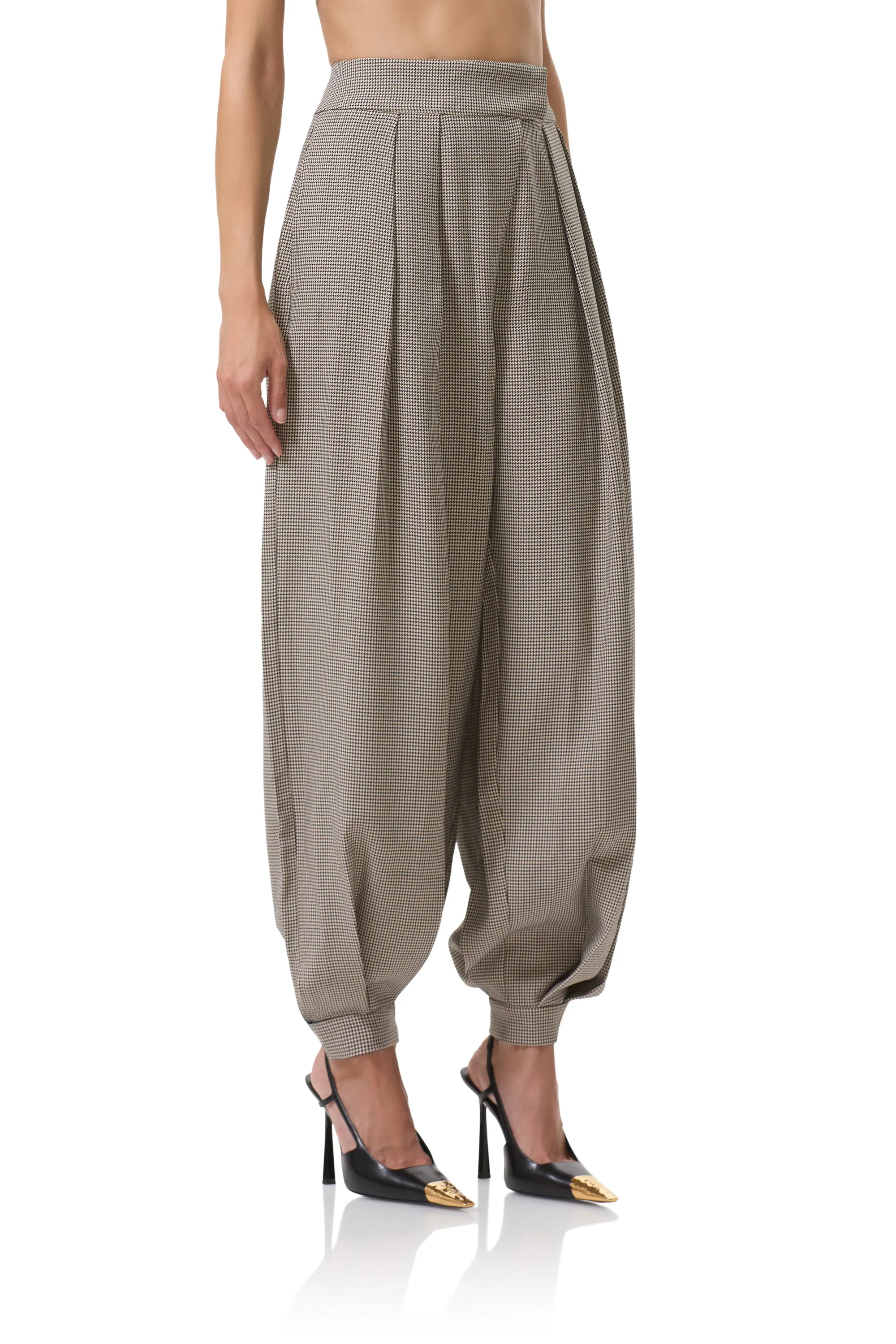 Commuter Ready Tiffany Balloon Pant - Grey Houndstooth