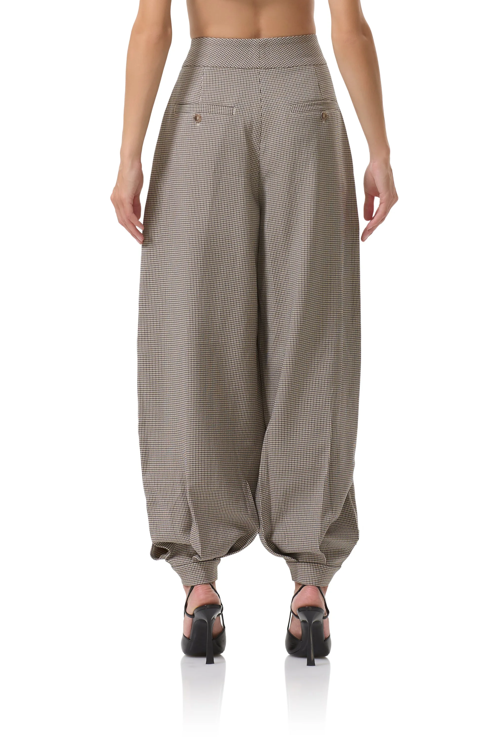 Ventilated Panels Comfy All-Day Tiffany Balloon Pant - Grey Houndstooth