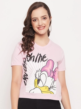 Simple Chic Active Style Trend Madame Disney Daisy Nude Regular Fit T-Shirt