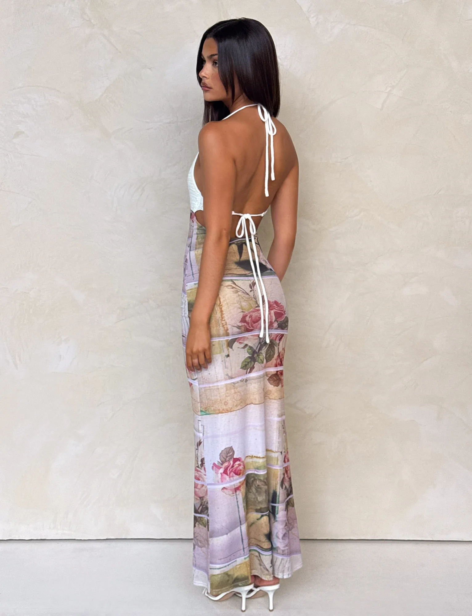 TILLEY MAXI DRESS - ROSE POSTCARD Vibrant pattern