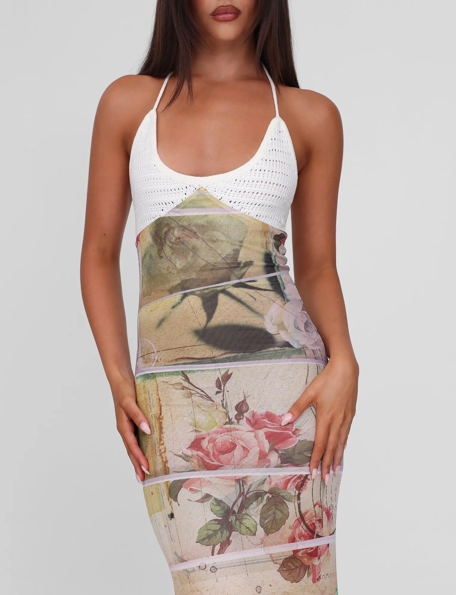 TILLEY MAXI DRESS - ROSE POSTCARD Airy Feel Sleek Waistband