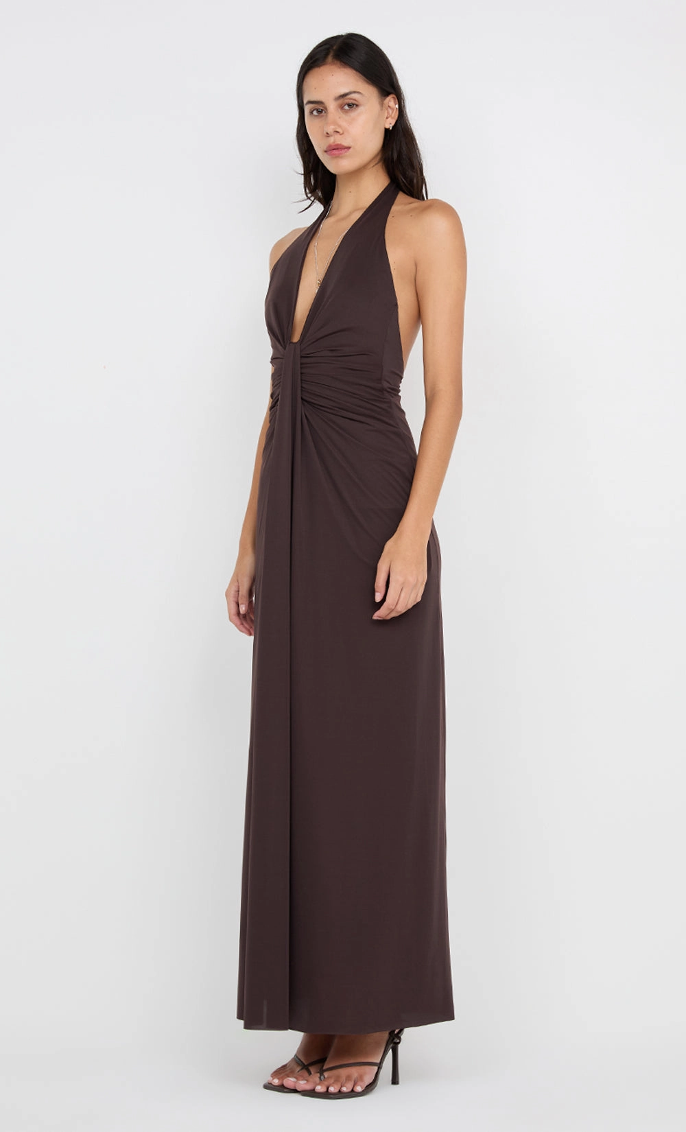 Layered-Look TILLIE DRAPE MAXI DRESS - DARK CHOCOLATE