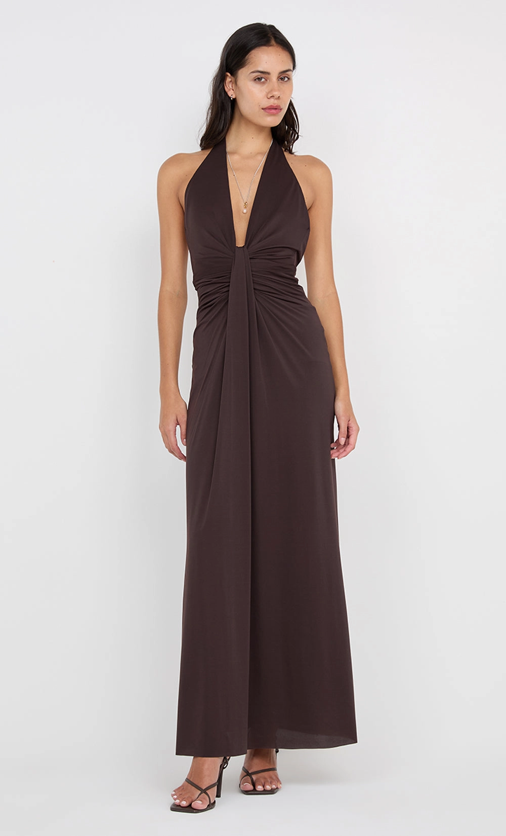 Modern Finish TILLIE DRAPE MAXI DRESS - DARK CHOCOLATE