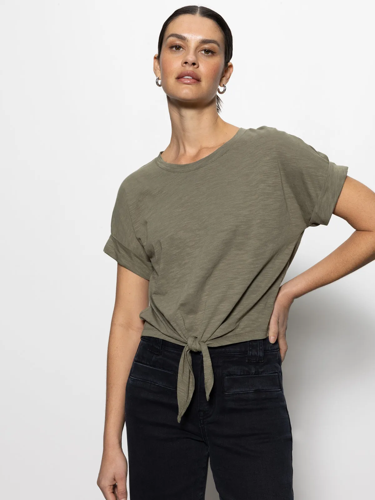 Breathable and Comfortable All Day Tie Tee Trail Green