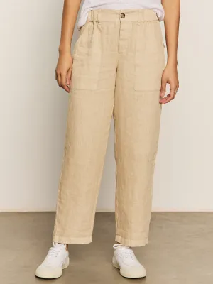 Essential Look Durable Seams Relaxed Linen Cruiser Semi High Rise Pant Sandstone
