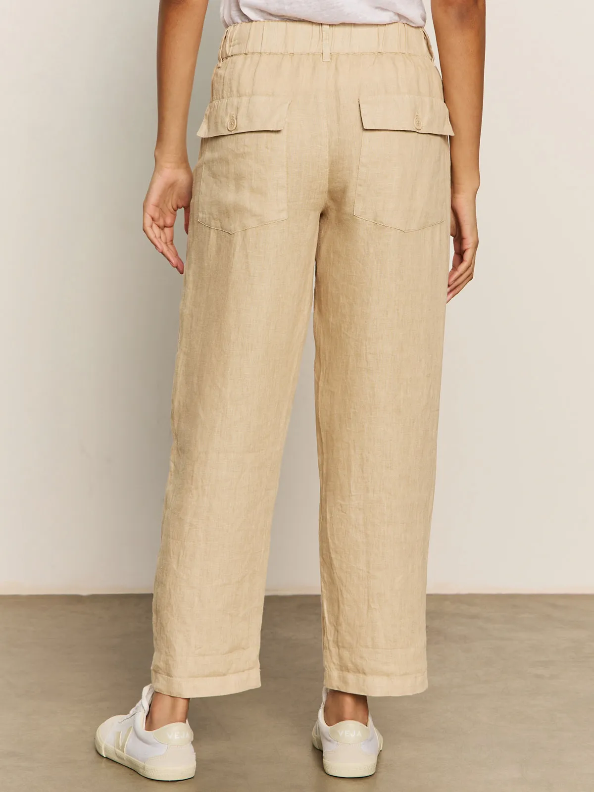 Light Waist Relaxed Linen Cruiser Semi High Rise Pant Sandstone