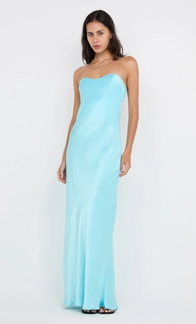 Texture Blend Airy Drape CINDER STRAPLESS MAXI DRESS - TURQUOISE