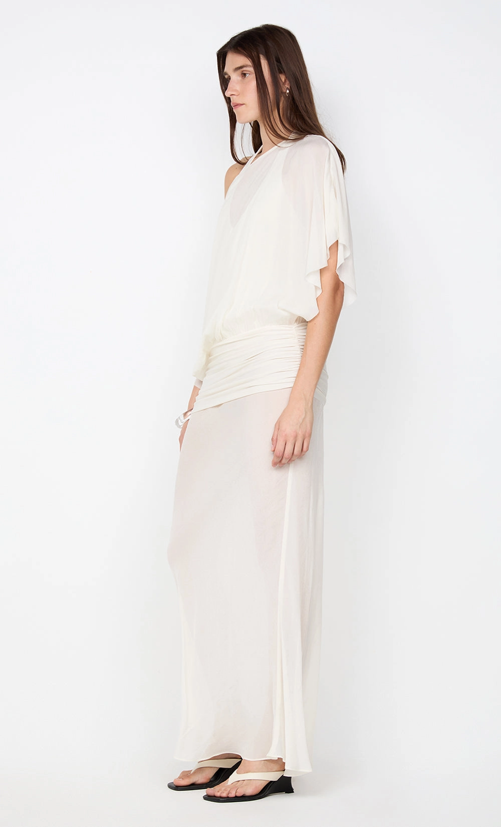 Back-Zip DELILAH OVERLAY MAXI DRESS - IVORY