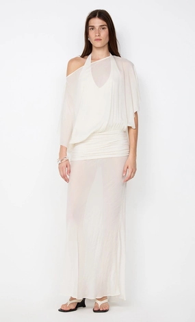 DELILAH OVERLAY MAXI DRESS - IVORY Slim-fit