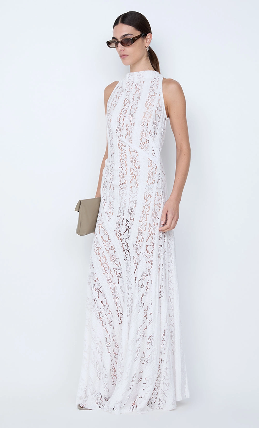 HENRIETTA HIGH NECK MAXI DRESS - WHITE Cute Touch Applique-Detail