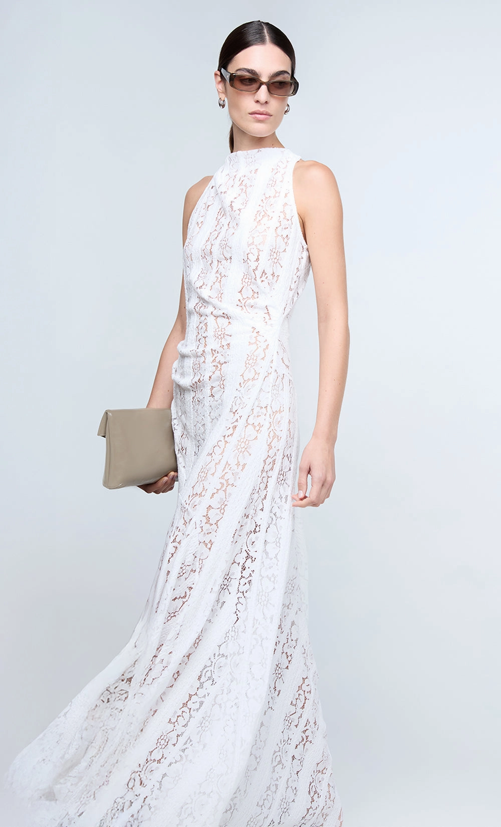 Sleek Feel HENRIETTA HIGH NECK MAXI DRESS - WHITE