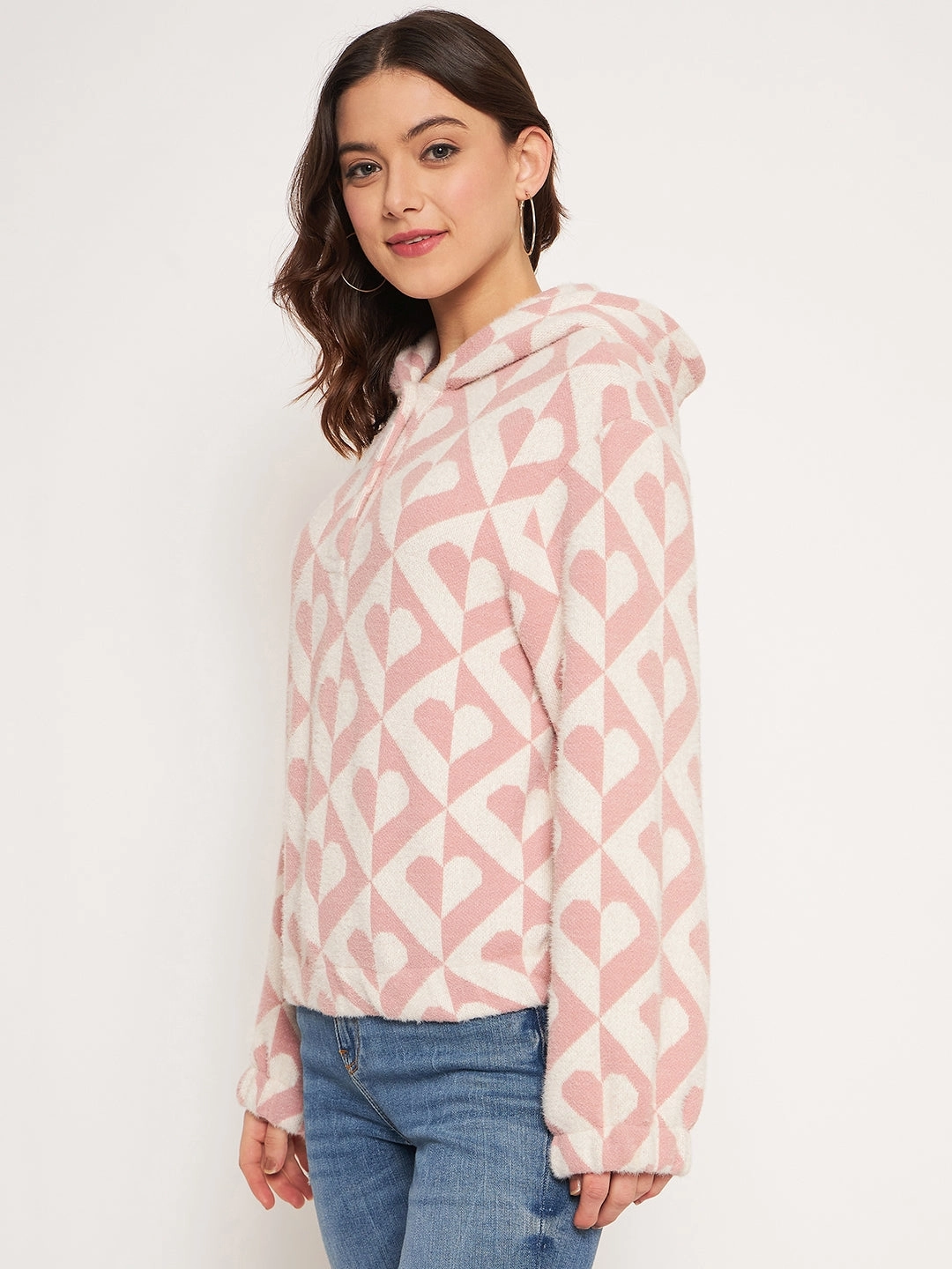 Madame Peach Hood Neck Sweatshirt Muscular Fit Cold Day Wear