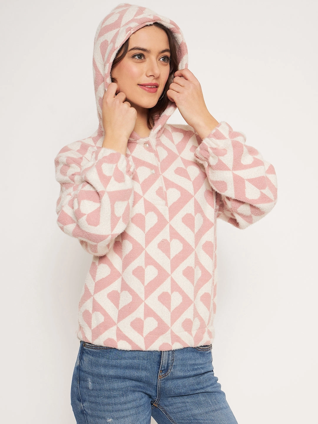 Layer Active Suede Madame Peach Hood Neck Sweatshirt