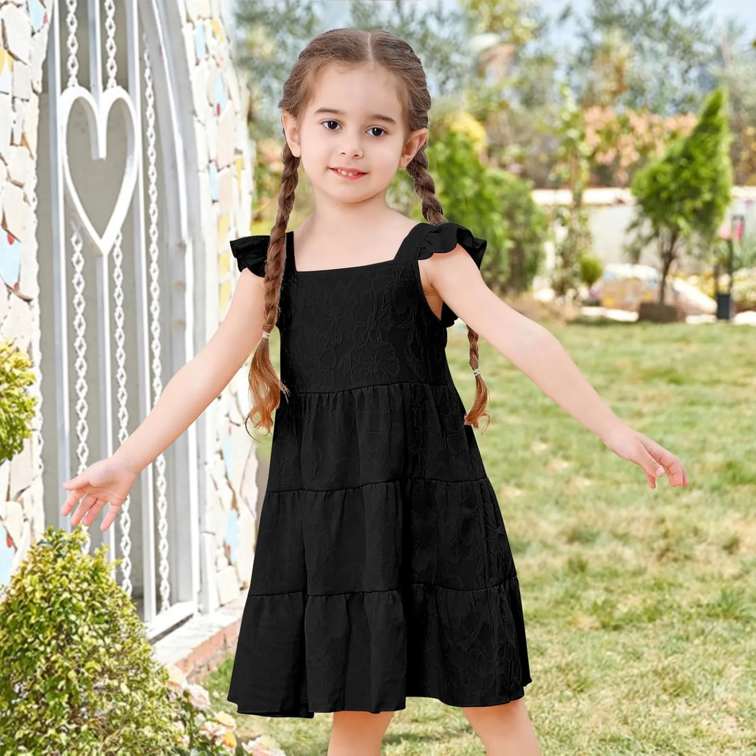 Toddler Baby Girls Dress Sleeveless Ruffle Baby Girls Summer Dress Casual Solid Floral Little Kid Boho Beach Sundress