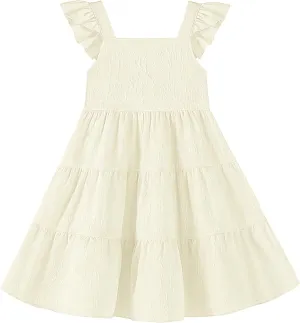 Toddler Baby Girls Dress Sleeveless Ruffle Baby Girls Summer Dress Casual Solid Floral Little Kid Boho Beach Sundress