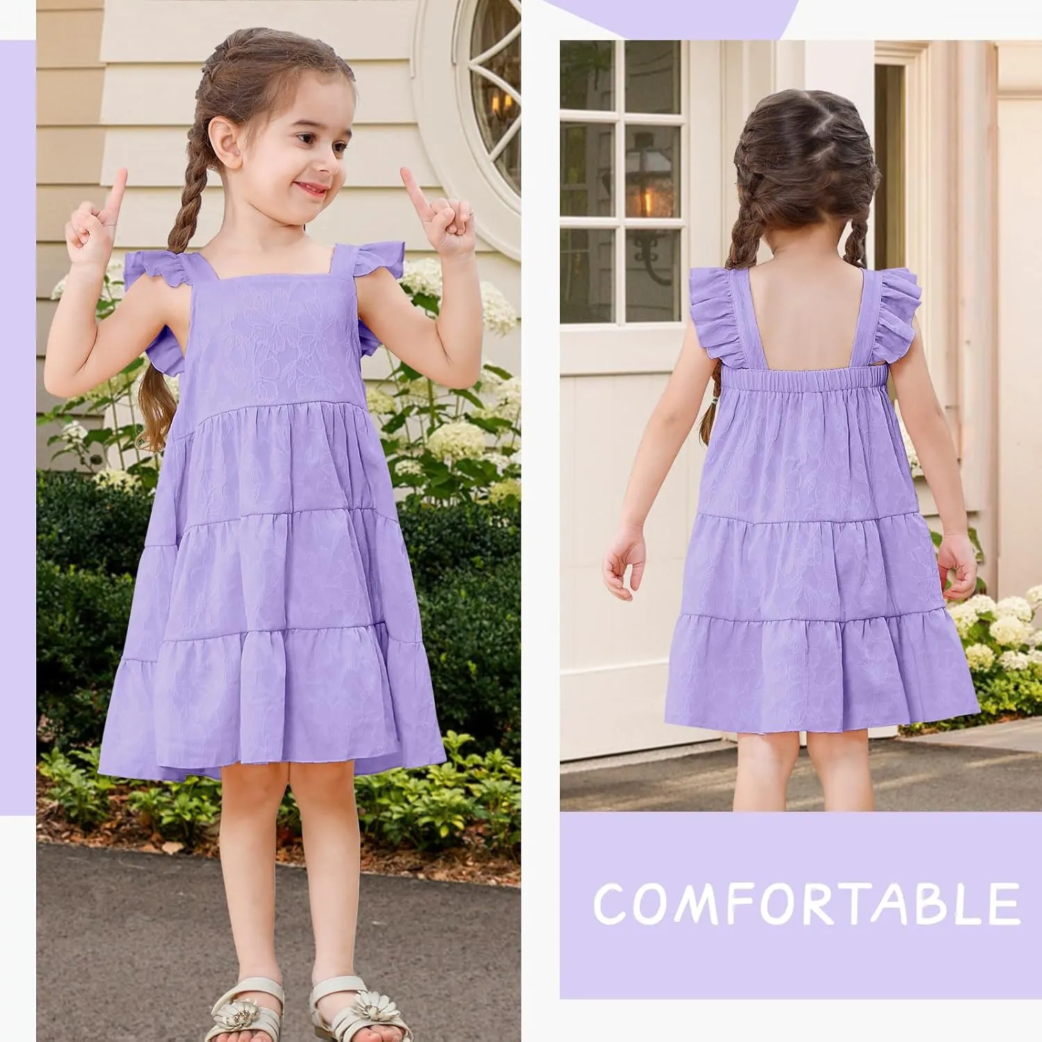 Toddler Baby Girls Dress Sleeveless Ruffle Baby Girls Summer Dress Casual Solid Floral Little Kid Boho Beach Sundress