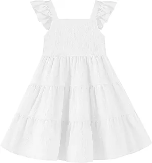 Toddler Baby Girls Dress Sleeveless Ruffle Baby Girls Summer Dress Casual Solid Floral Little Kid Boho Beach Sundress