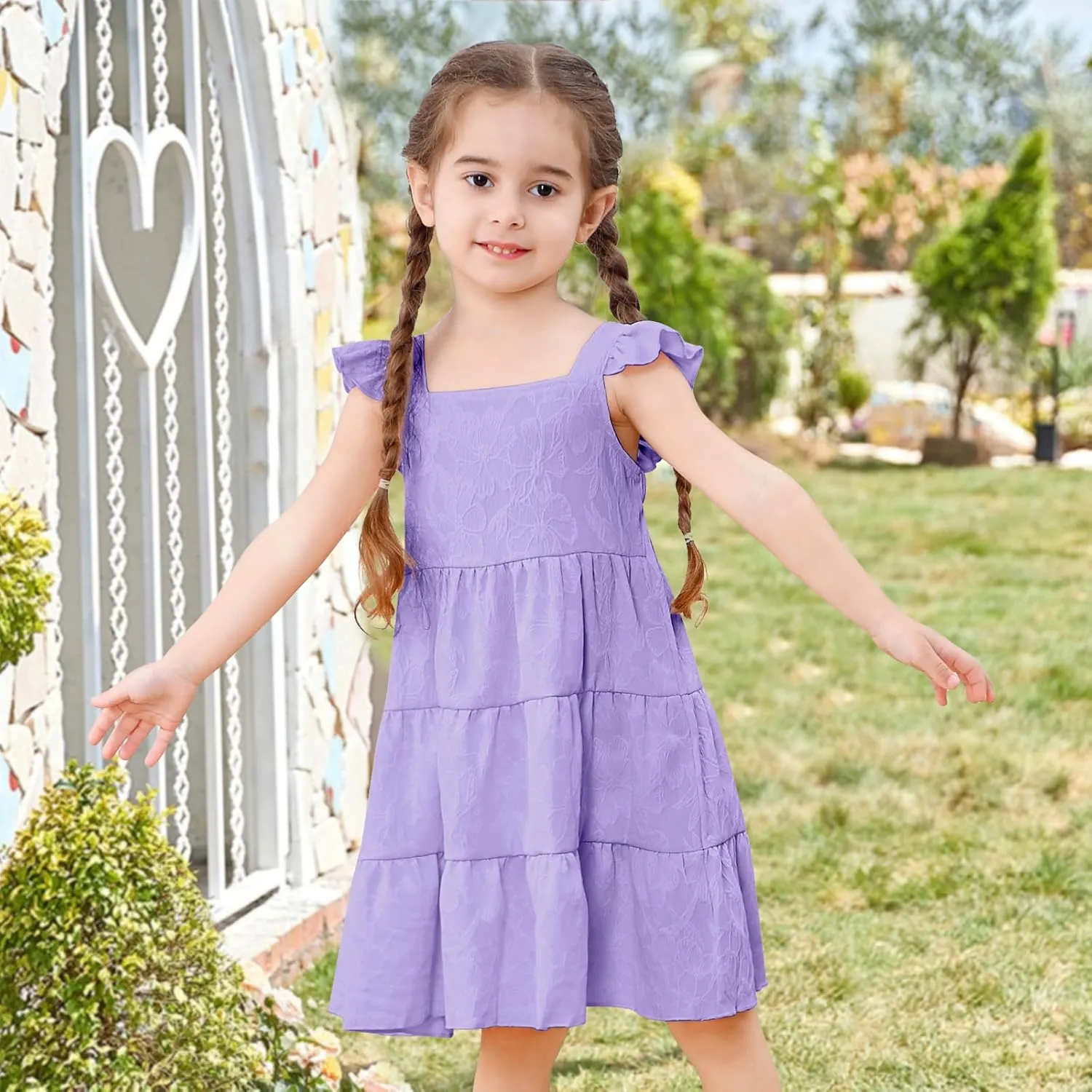 Toddler Baby Girls Dress Sleeveless Ruffle Baby Girls Summer Dress Casual Solid Floral Little Kid Boho Beach Sundress