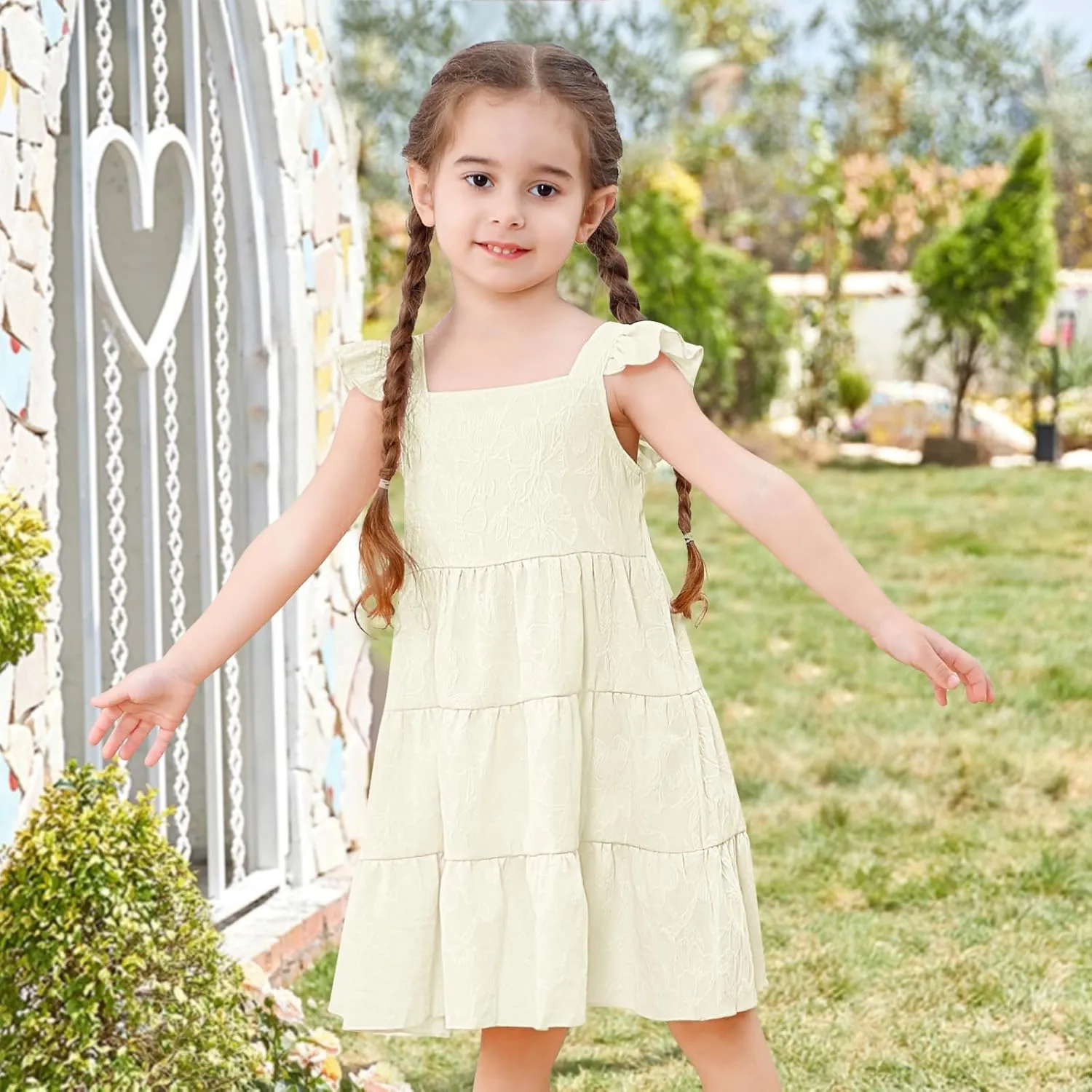Toddler Baby Girls Dress Sleeveless Ruffle Baby Girls Summer Dress Casual Solid Floral Little Kid Boho Beach Sundress