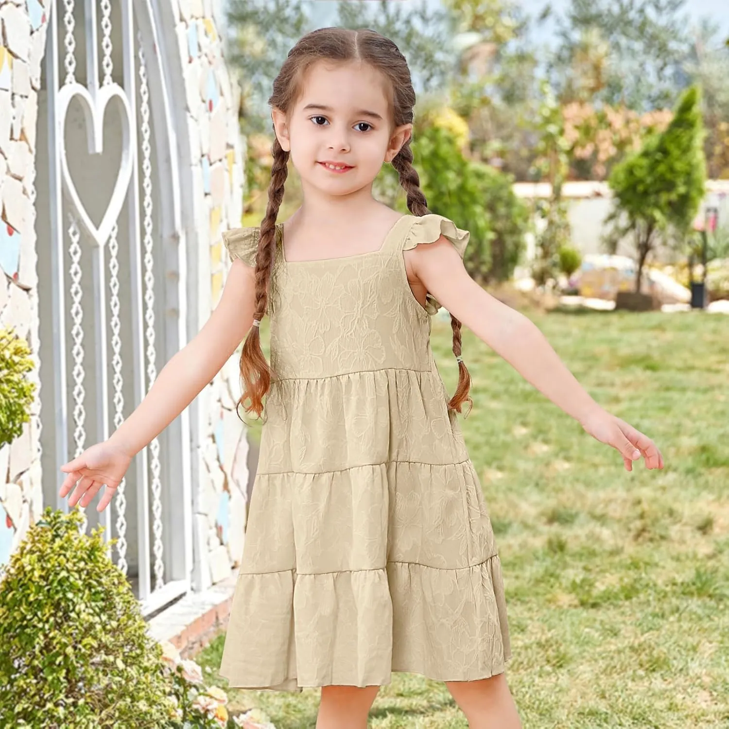 Toddler Baby Girls Dress Sleeveless Ruffle Baby Girls Summer Dress Casual Solid Floral Little Kid Boho Beach Sundress