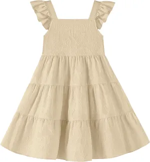 Toddler Baby Girls Dress Sleeveless Ruffle Baby Girls Summer Dress Casual Solid Floral Little Kid Boho Beach Sundress