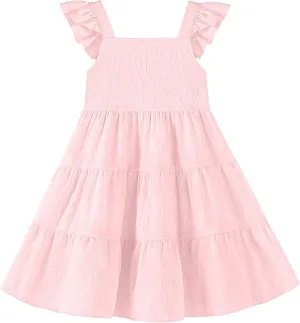Toddler Baby Girls Dress Sleeveless Ruffle Baby Girls Summer Dress Casual Solid Floral Little Kid Boho Beach Sundress