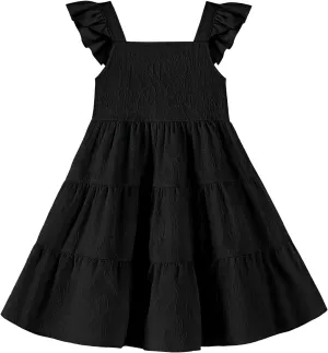 Toddler Baby Girls Dress Sleeveless Ruffle Baby Girls Summer Dress Casual Solid Floral Little Kid Boho Beach Sundress