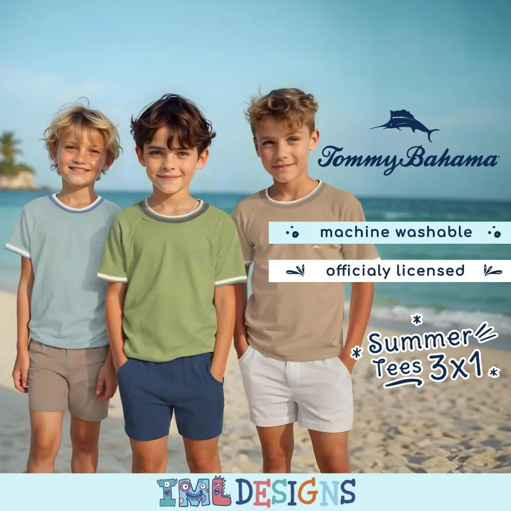 Tommy Bahama Boys Crewneck Ringer T-Shirt 3-Pack - Stylish Short Sleeve Tee Bundle for Kids, Teens and Toddlers