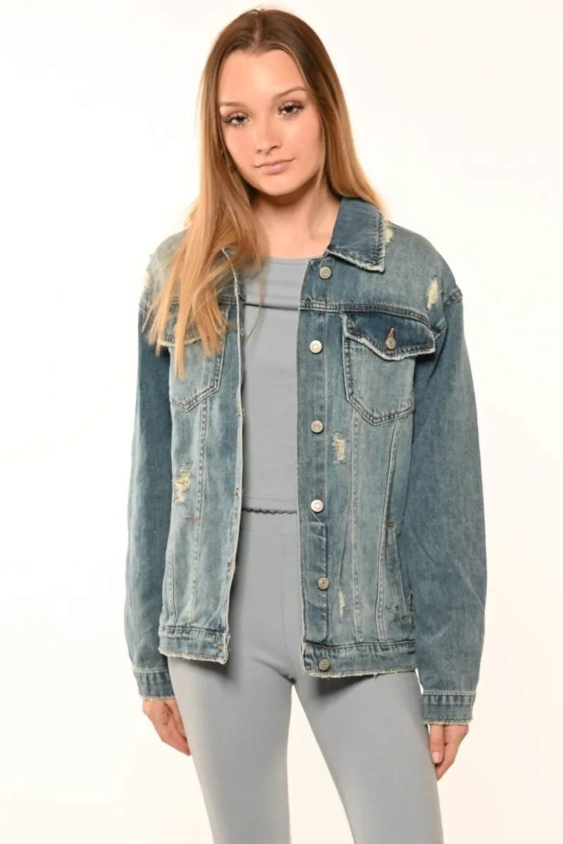 Toni Vintage Oversized-Distressed Denim Jacket