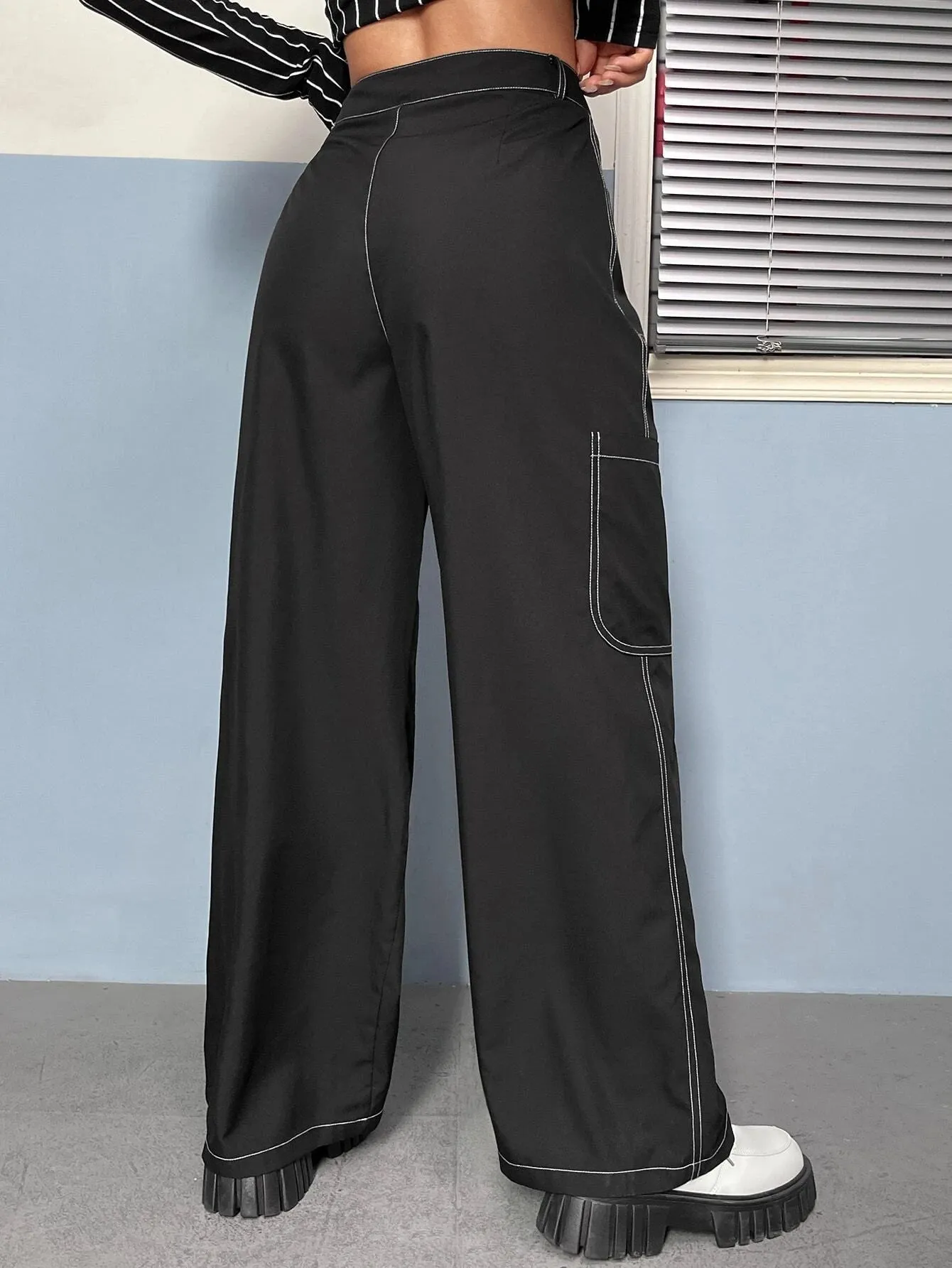 Top-Stitch High Waist Pants