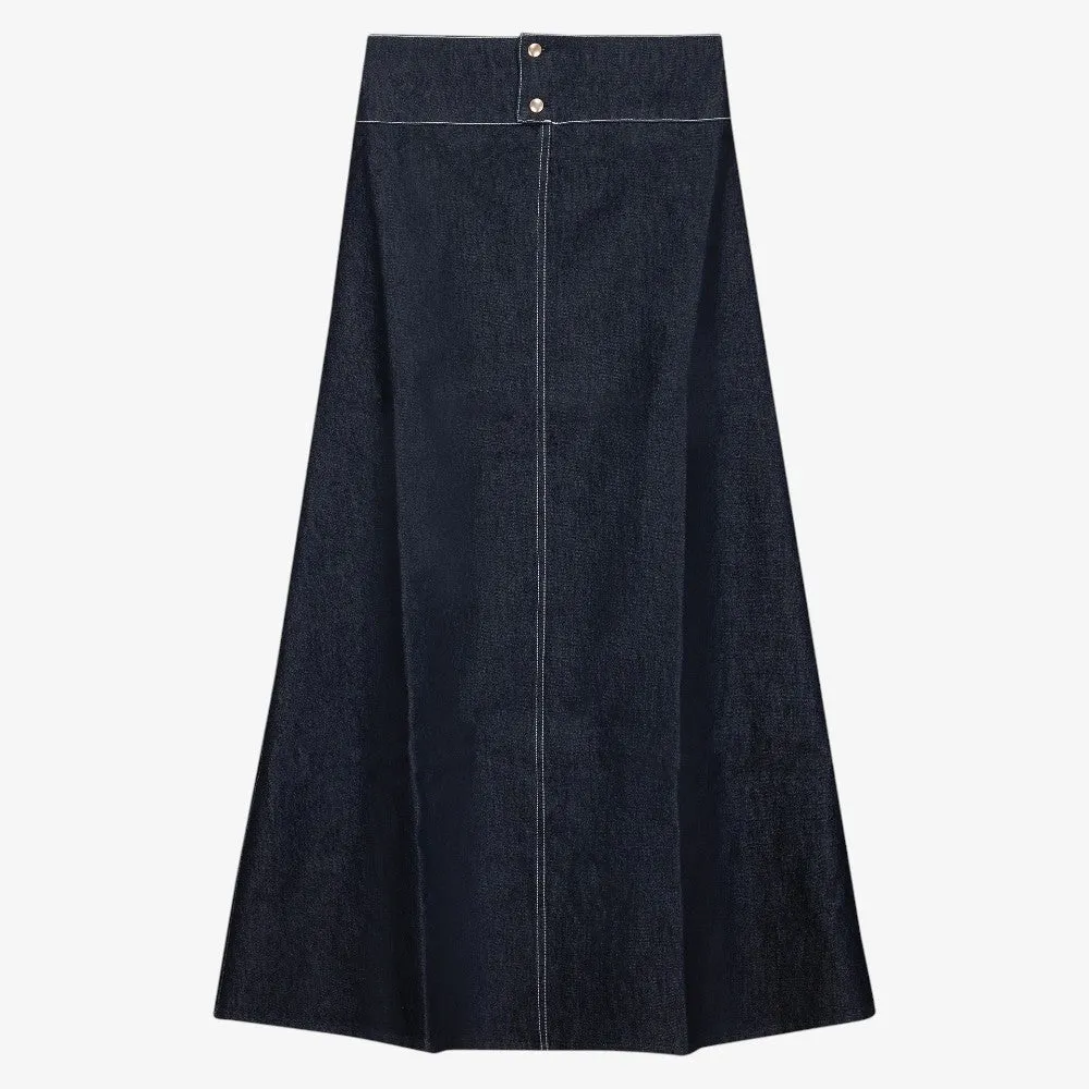 Top Stitched Skirt - Denim